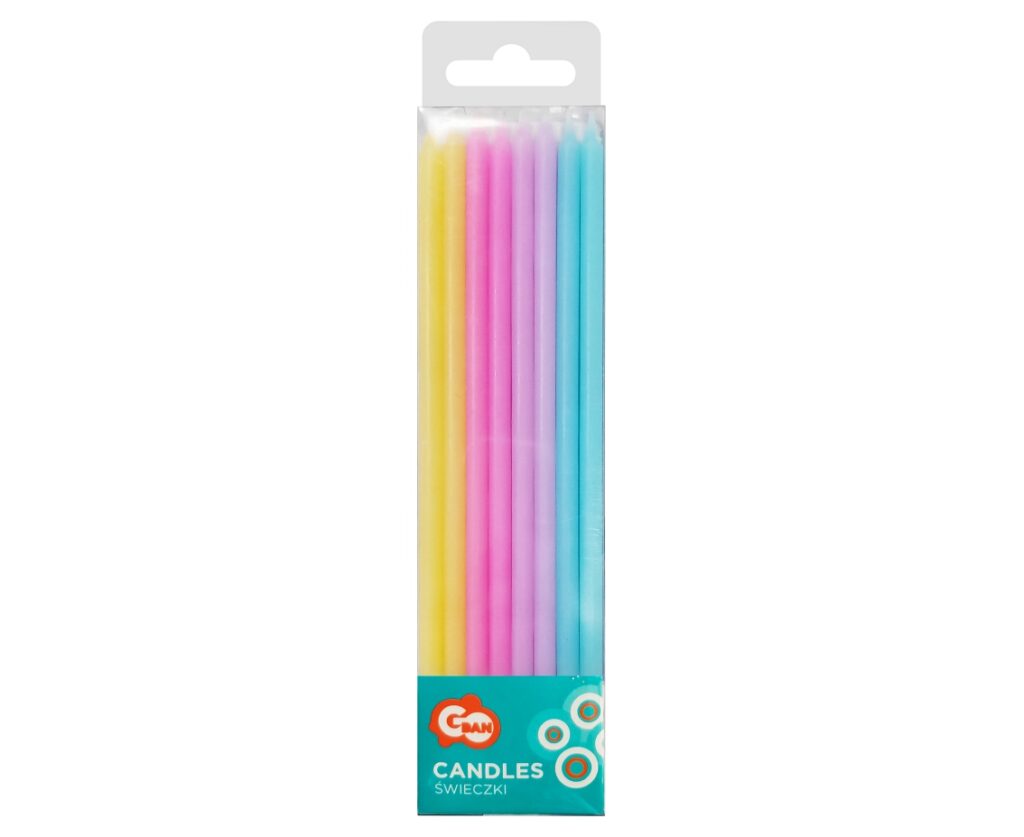 PD sviečky pastelový MIX dlhé 12ks – Obrázok 2