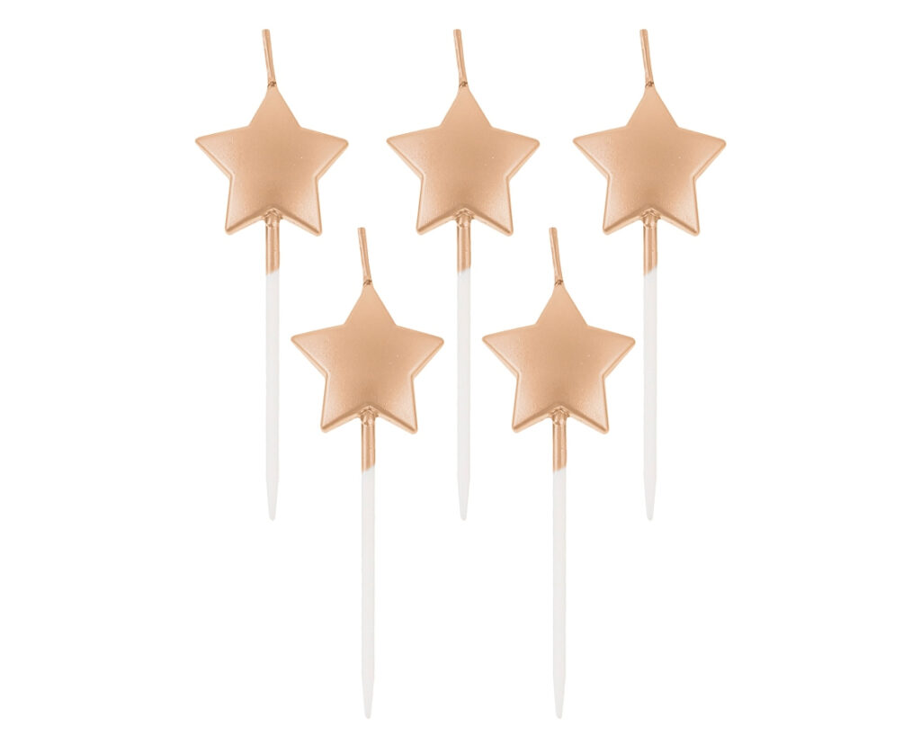 G sviečky hviezdičky rose gold 5ks