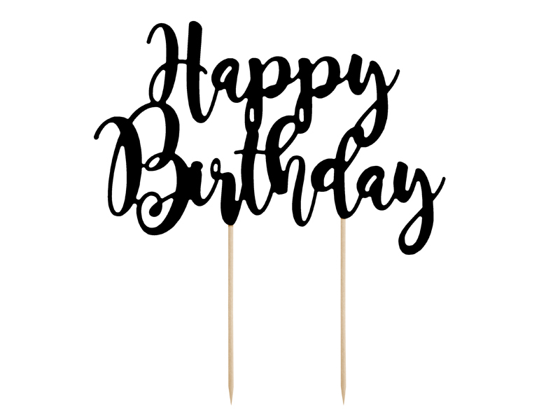 PD zápich Happy Birthday čierny