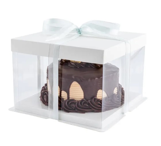 Plastový štvorcový box na tortu 21,5cm, výška 30cm
