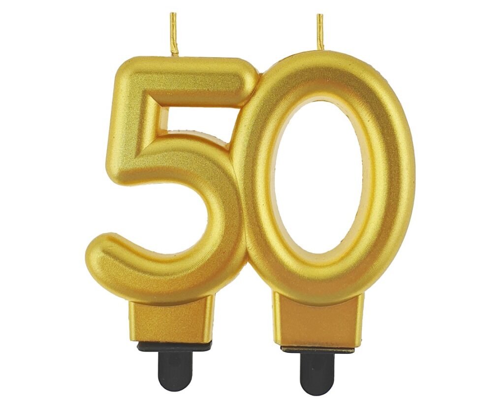 G sviečka dvojčíslie 50 zlaté hrubé