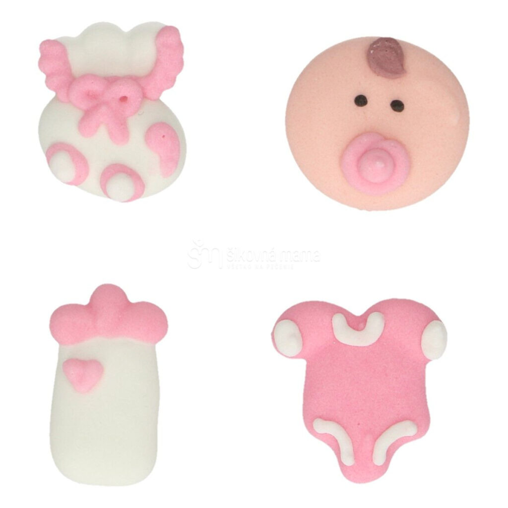 funcakes cukrové ozdoby na krstinovú tortu ružové