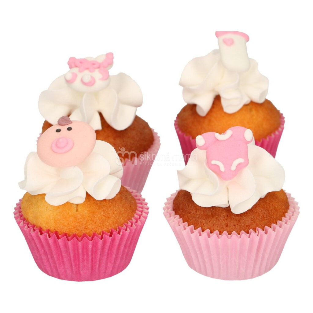 funcakes cukrové ozdoby na krstinovú tortu ružové