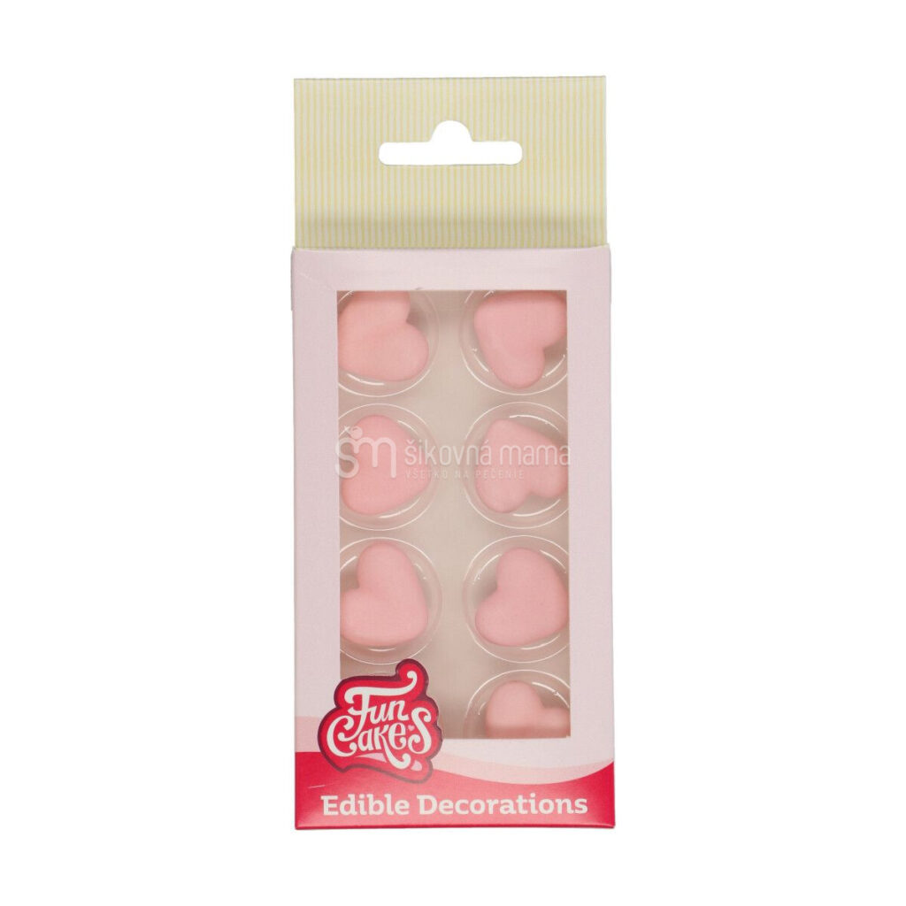 funcakes cukrové ozdoby na tortu srdiečka ružové