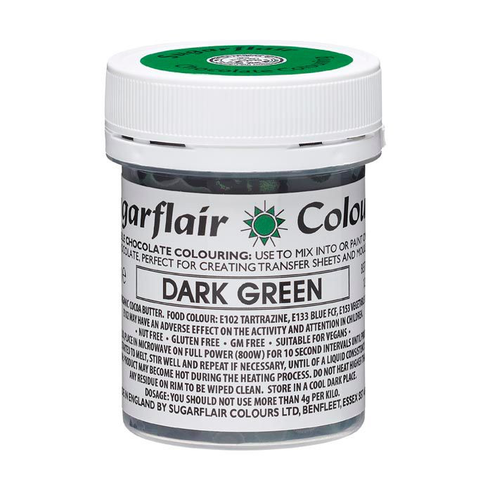 Sugarflair farba na tortu dark green tmavo zelená na čokoládu