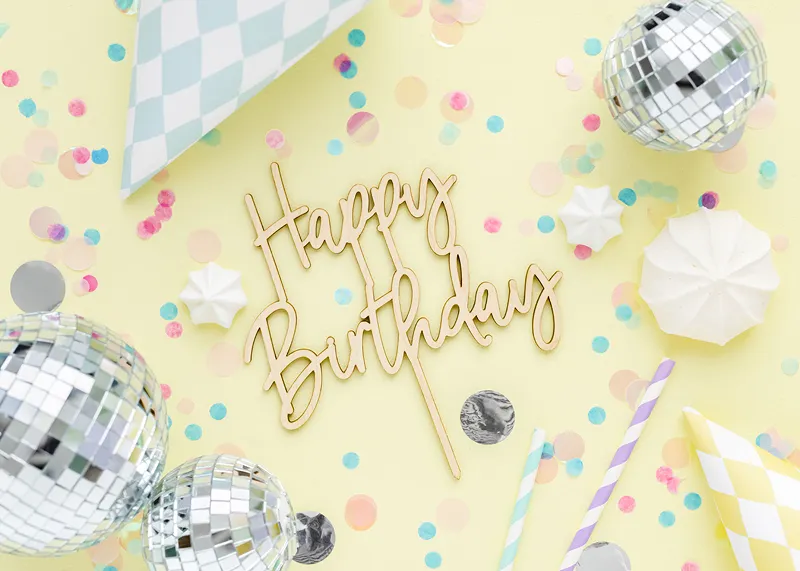 PD zápich Happy Birthday drevený – Obrázok 3