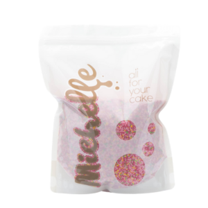 Cukrový posyp máčik yummy farebný ružový na zákusky na tortu