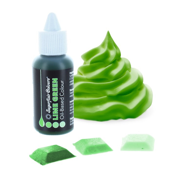 Sugarflair oil based farba na čokoládu v tuku rozpustná farba lime green limetková zelená