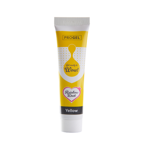 Rainbow dust progel yellow gélová farba na tortu yummy žltá