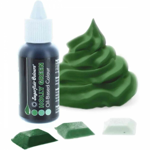 Sugarflair oil based farba na čokoládu v tuku rozpustná farba holly green vianočná zelená