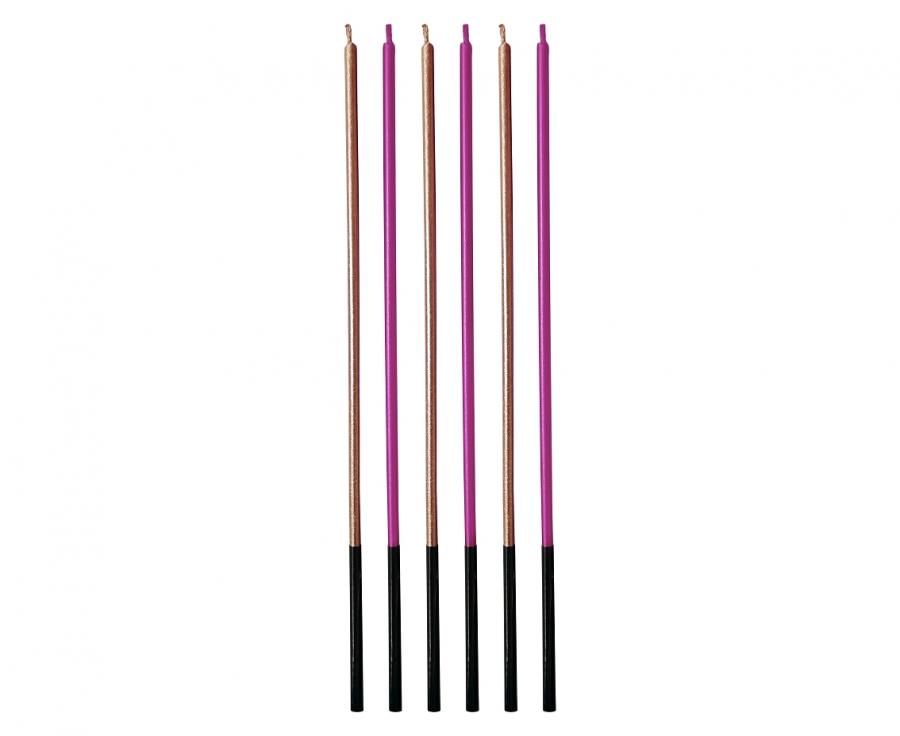 Jemné ružové metalické sviečky na tortu výška 17cm