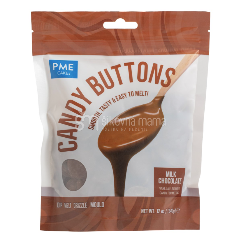 Farebná čokoládová poleva na tortu a dezerty svetlo hnedá 340g Candy buttons brown