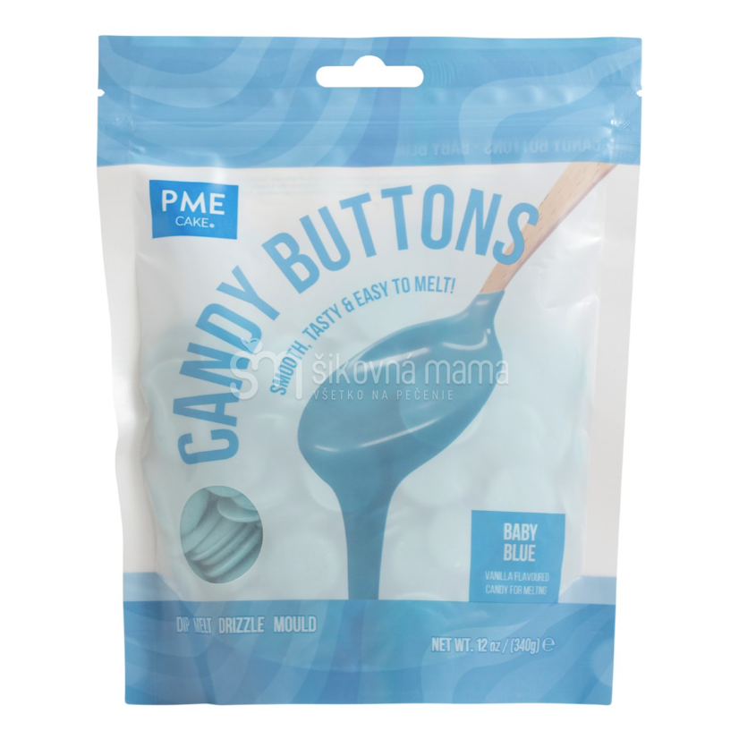 Farebná čokoládová poleva na tortu a dezerty svetlo modrá 340g Candy buttons baby blue