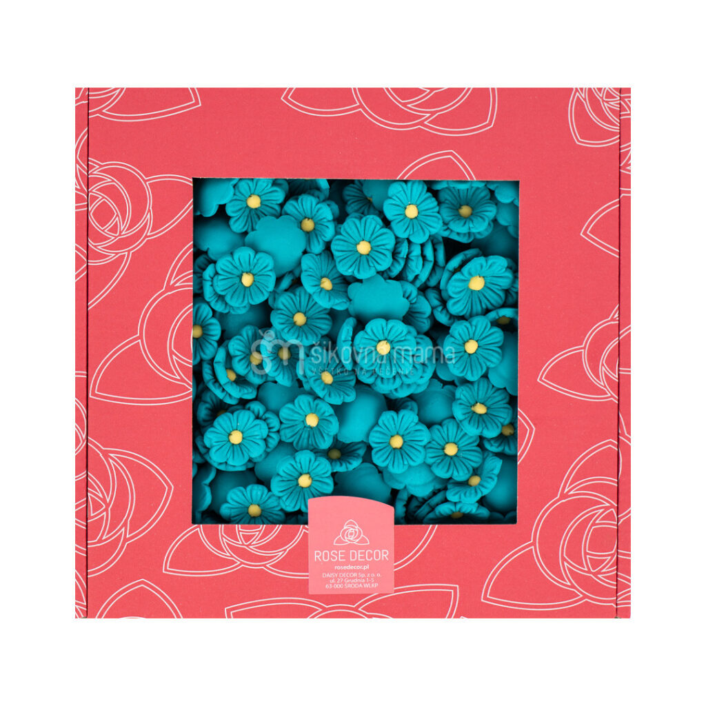 ROSE DECOR cukrové kvety na tortu tmavo tyrkysová 3cm