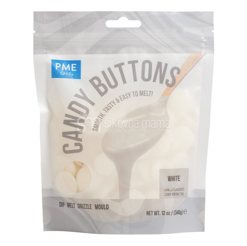 Farebná čokoládová poleva na tortu a dezerty biela 340g Candy buttons white