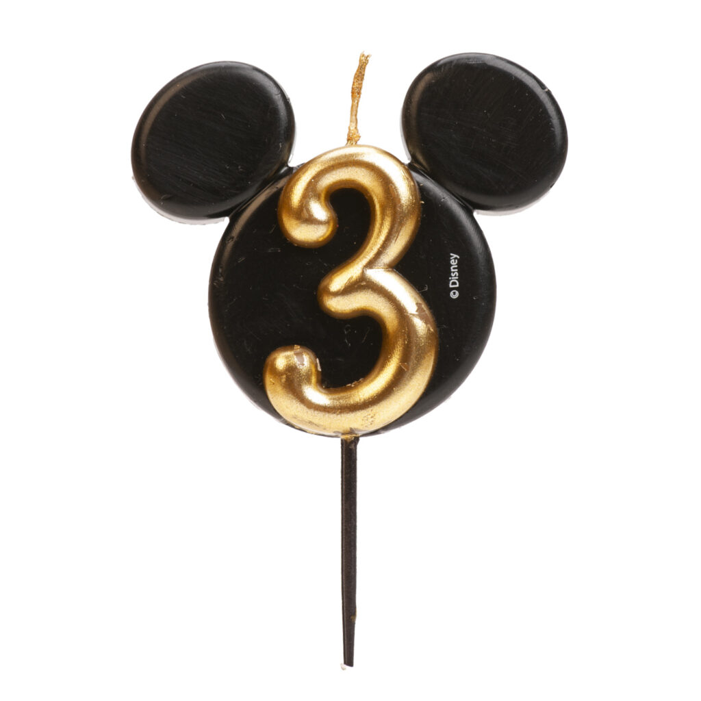 Trendy sviečka s motívom Mickey Mouse číslica 3