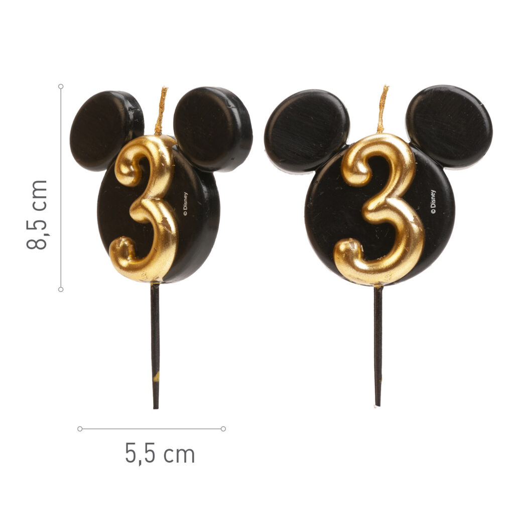 Trendy sviečka s motívom Mickey Mouse číslica 3