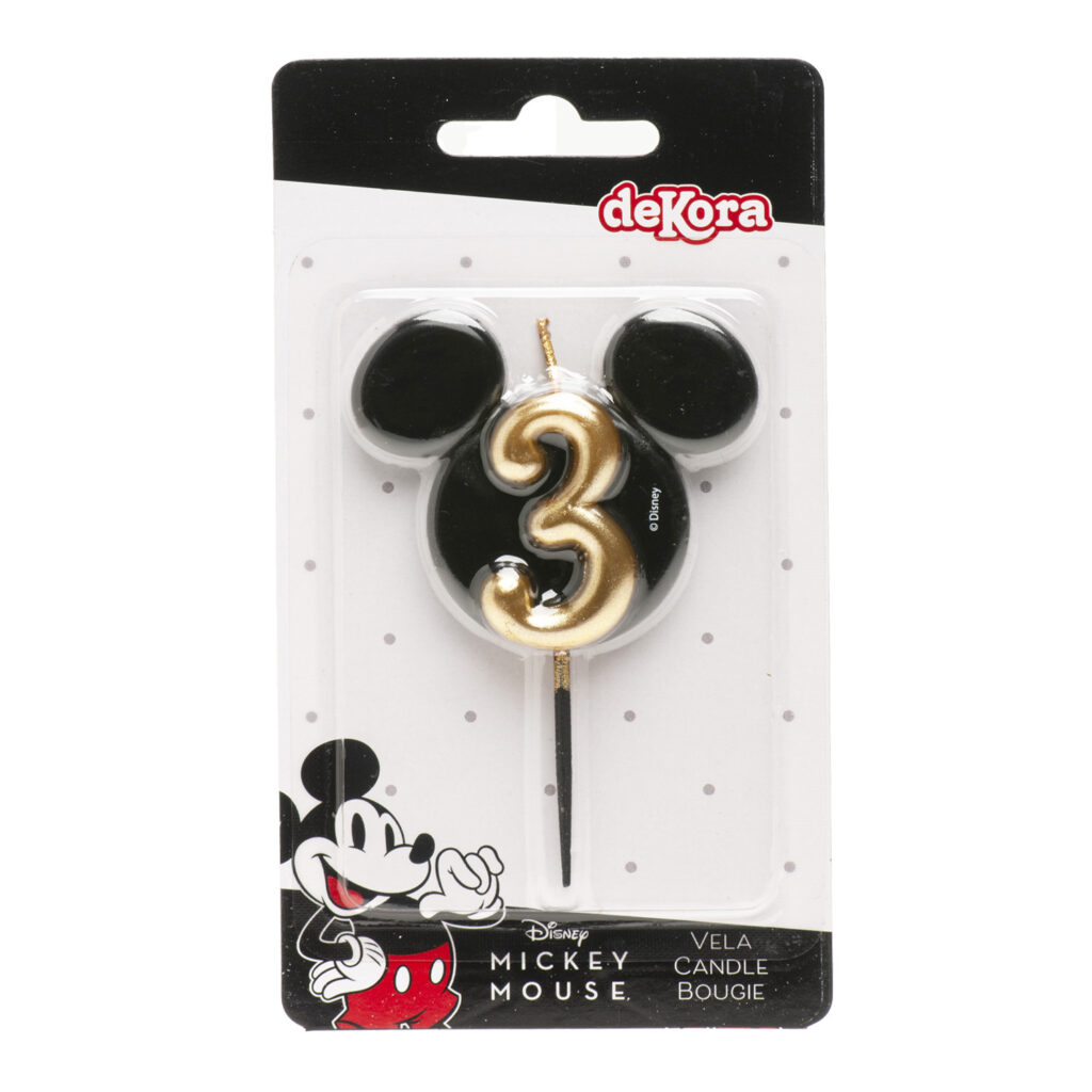 Trendy sviečka s motívom Mickey Mouse číslica 3