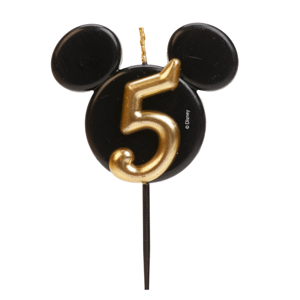 Trendy sviečka s motívom Mickey Mouse číslica 5