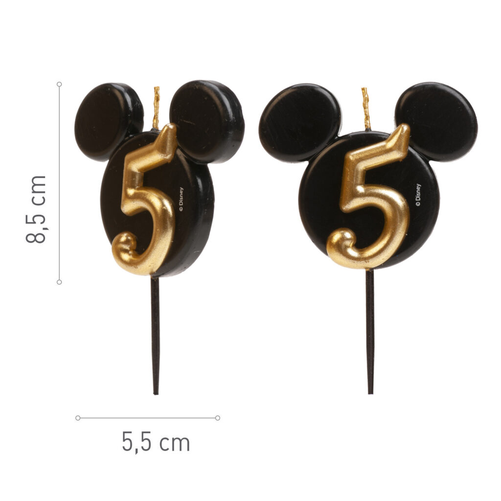 Trendy sviečka s motívom Mickey Mouse číslica 5
