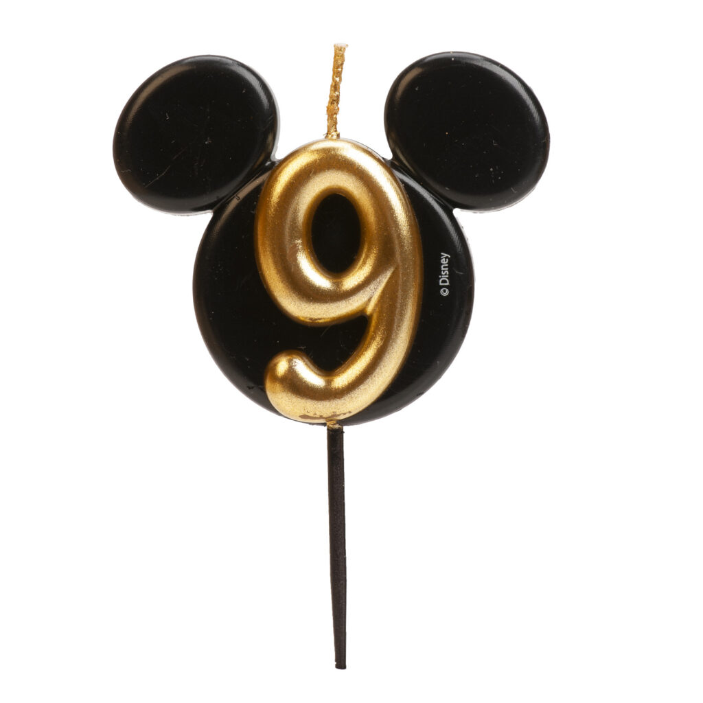 Trendy sviečka na tortu s yummy motívom Mickey Mouse číslica 9.