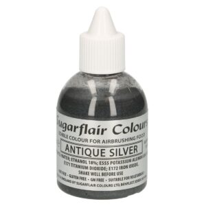 Sugarflair tekutá farba do airbrush antique silver 60ml