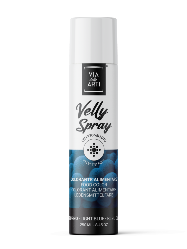 Velúr sprej na tortu na dezerty zamatový efekt 250ml svetlo modrá light blue